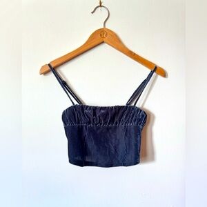 Urban Outfitters Dark Blue Velvet Crop Tank Top